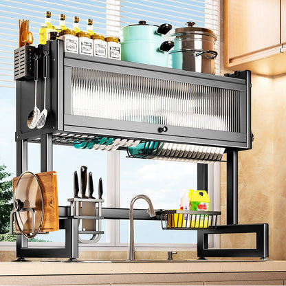 The SpaceSaver- Dish Rack Over The Sink with Cutlery Drainer